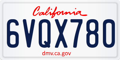 CA license plate 6VQX780