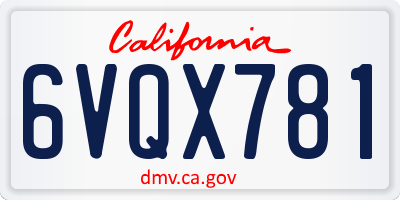 CA license plate 6VQX781