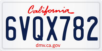 CA license plate 6VQX782