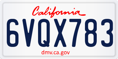 CA license plate 6VQX783