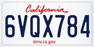 CA license plate 6VQX784