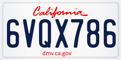 CA license plate 6VQX786