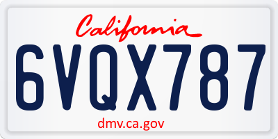 CA license plate 6VQX787