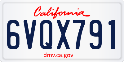 CA license plate 6VQX791