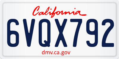 CA license plate 6VQX792
