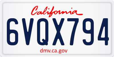 CA license plate 6VQX794