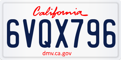 CA license plate 6VQX796