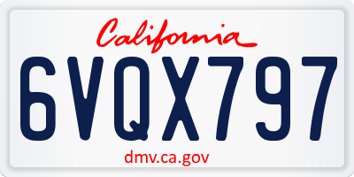 CA license plate 6VQX797