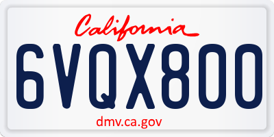 CA license plate 6VQX800