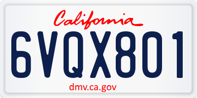 CA license plate 6VQX801