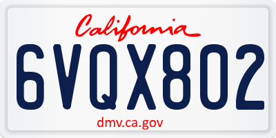 CA license plate 6VQX802