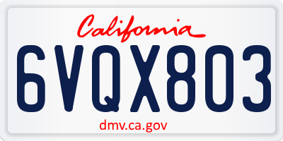 CA license plate 6VQX803
