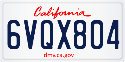 CA license plate 6VQX804