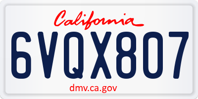 CA license plate 6VQX807