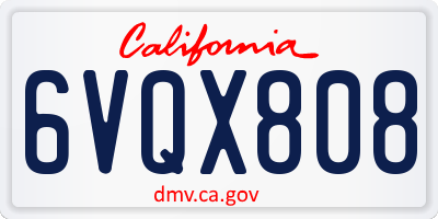 CA license plate 6VQX808