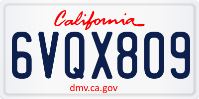 CA license plate 6VQX809