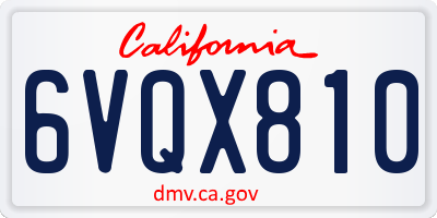 CA license plate 6VQX810