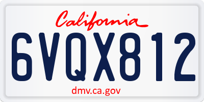 CA license plate 6VQX812