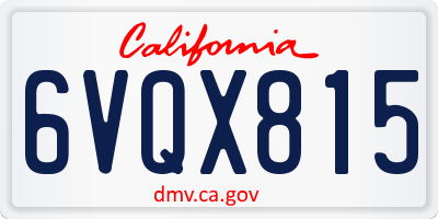 CA license plate 6VQX815