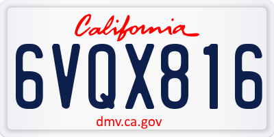 CA license plate 6VQX816