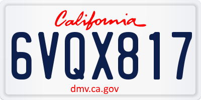 CA license plate 6VQX817