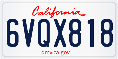 CA license plate 6VQX818