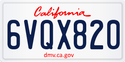 CA license plate 6VQX820