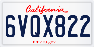 CA license plate 6VQX822