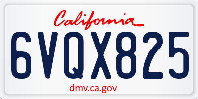 CA license plate 6VQX825