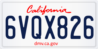 CA license plate 6VQX826