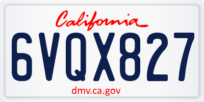 CA license plate 6VQX827
