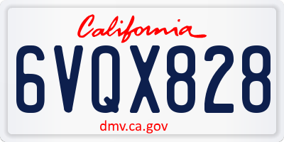 CA license plate 6VQX828