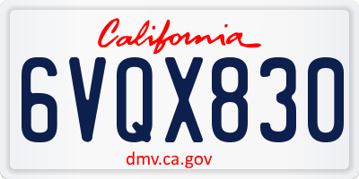 CA license plate 6VQX830