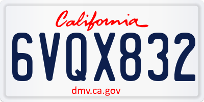 CA license plate 6VQX832