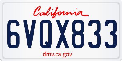 CA license plate 6VQX833