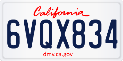 CA license plate 6VQX834