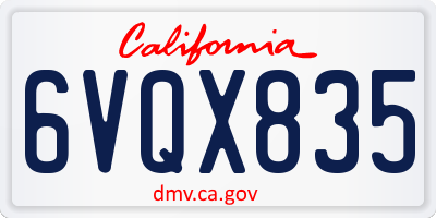 CA license plate 6VQX835