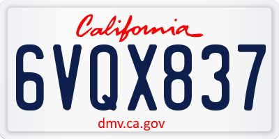 CA license plate 6VQX837