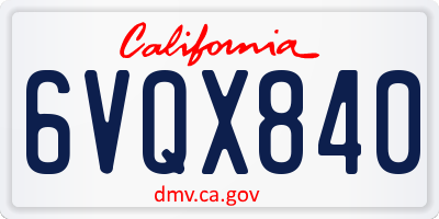 CA license plate 6VQX840