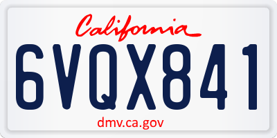CA license plate 6VQX841