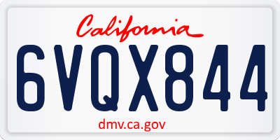 CA license plate 6VQX844