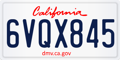 CA license plate 6VQX845