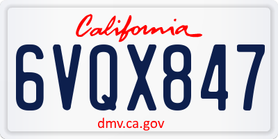 CA license plate 6VQX847