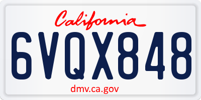 CA license plate 6VQX848