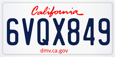 CA license plate 6VQX849