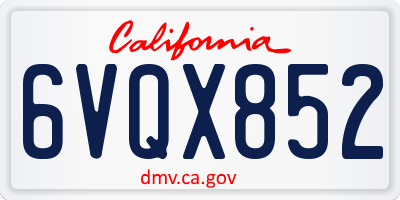 CA license plate 6VQX852