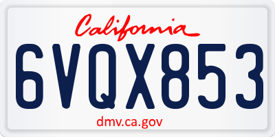 CA license plate 6VQX853