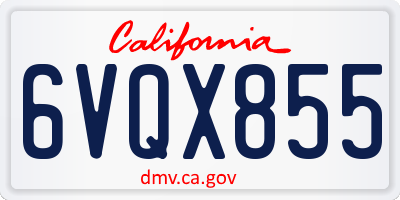 CA license plate 6VQX855