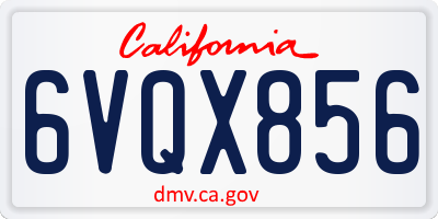 CA license plate 6VQX856