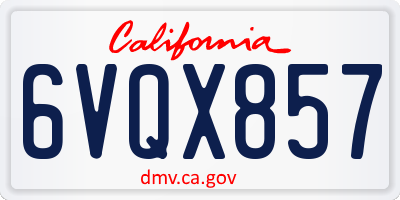 CA license plate 6VQX857